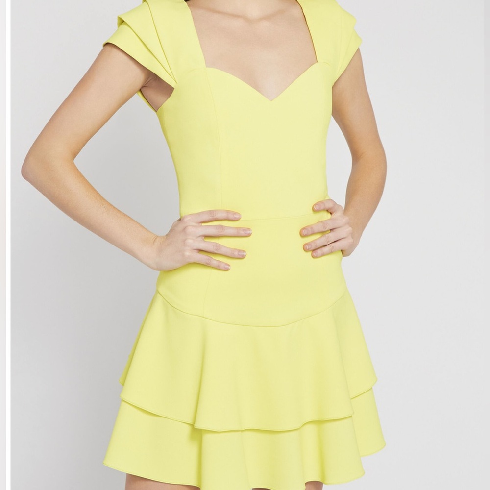 Alice + Olivia BRINDA PLEATED SLEEVE MINI DRESS